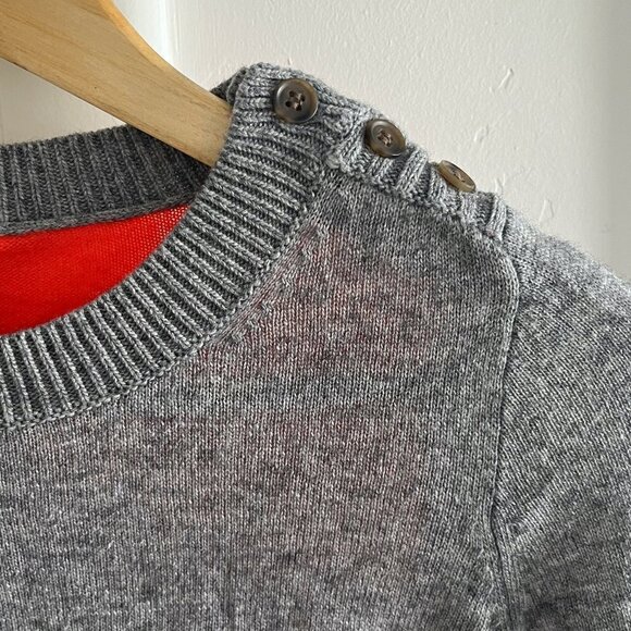 J CREW ~ Grey and Red Wool Blend Sweater - Picture 3 of 6